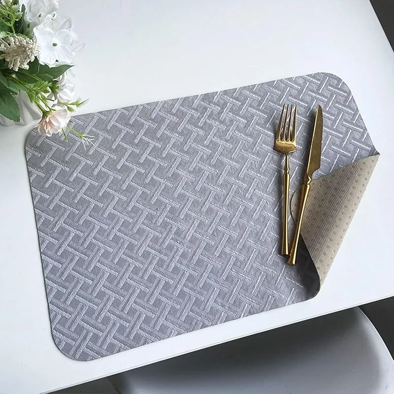 Besuche den Epinki-Store Epinki 2Pcs Set Tischsets Platzsets Abwaschbar Quadratisch 30x45CM, Polyester Platzset Weihnachten Vintage Jacquard Geometrisch Muster, Tischmatte Schreibtisch Hellgrau für Speisetisch — Küche & Haushalt