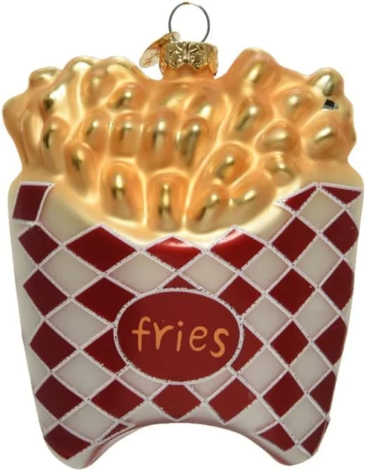 Marke: Kaemingk Kaemingk Christbaumschmuck Glas 11cm Pommes Frites Weihnachtskugeln Christbaumkugeln Essen mundgeblasen rot — Weihnachtsdeko