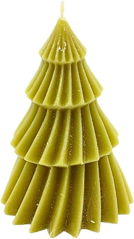 Besuche den Dekohelden24-Store Dekohelden24 Hochwertige Kerze als Tannenbaum in Grün mit Glitter, handgemacht, Größe: H, Ø ca. 12 x 7 cm — Kerzenlicht Abendessen
