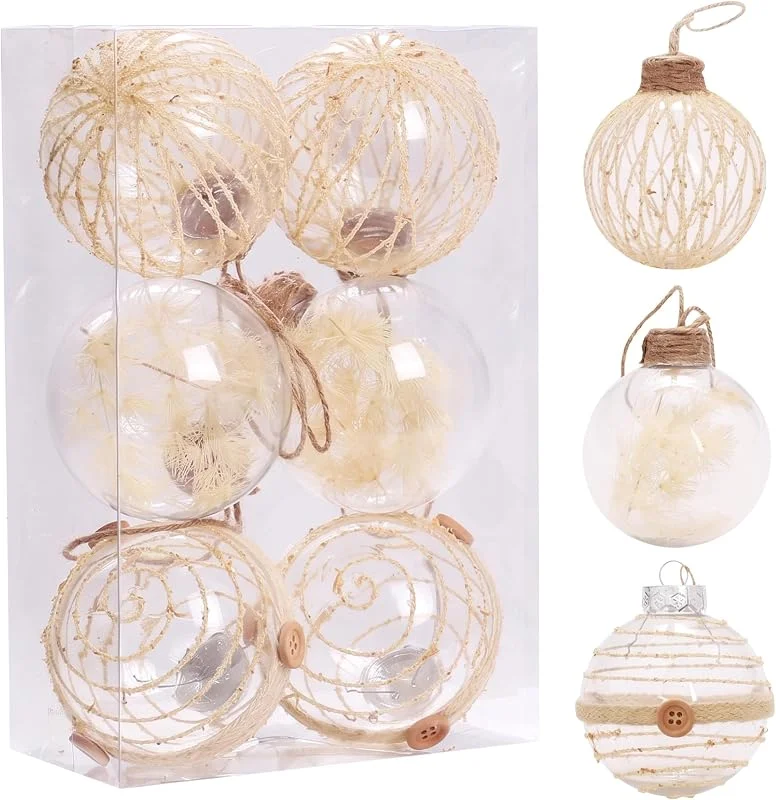 Marke: Aetherize 6-teiliges Weihnachtsbaumschmuck-Set, transparentes Naturseil-Dekor, Champagner-Weihnachtsschmuck für Zuhause, Urlaub, Party-Dekoration, Stil 1 — Weihnachtsdeko