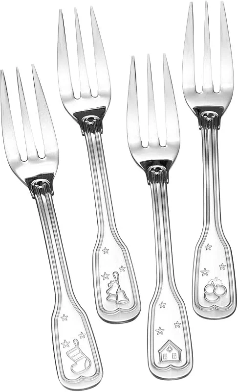 Besuche den Ritzenhoff & Breker-Store Ritzenhoff & Breker Holly Kuchengabel-Set 12-teilig – Dessertgabel 14, 2 cm – Weihnachtsbesteck aus Edelstahl mit eingeprägten Motiven – Retro-Design – Spülmaschinenfest – Silber — Advent und Tisch