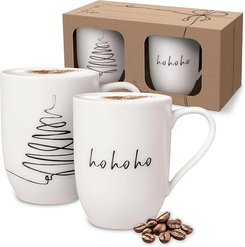 Villeroy & Boch – Statement Tassen Set "Tannenbaum" 2 teilig Weihnachten, Weiß, Schwarz, Spülmaschinenfest, Mikrowellensicher, Weihnachtassen, Weihnachtsbecher, Christmas Mug, Premium Porcelain — Advent und Tisch