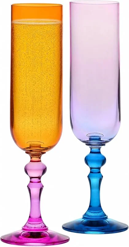 Besuche den Krosno-Store Krosno Sektgläser Orange-Rosa, 2er Set, 220 ml, Kollektion Bubble — Wein und Festtafel