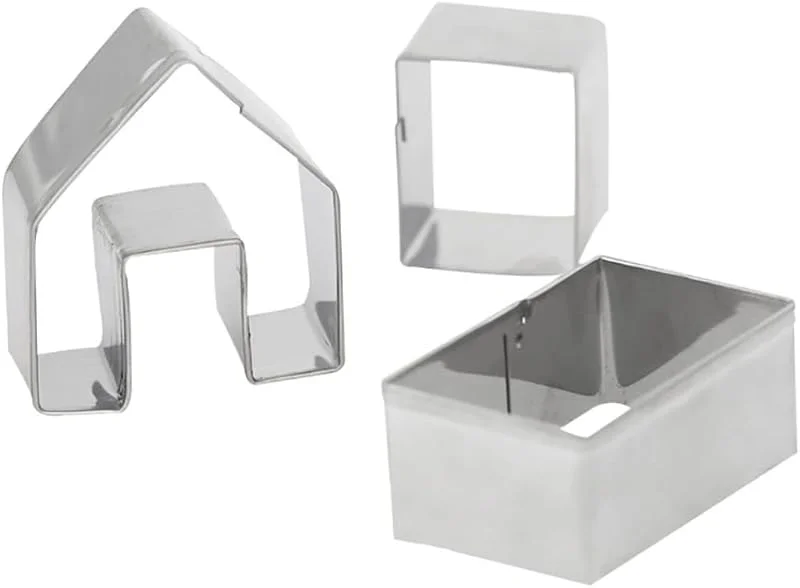 Marke: Gcroet Lebkuchenhaus Keksschneider 3pcs Edelstahl Metall Backformen kleine Lebkuchenhaus Kit Weihnachtshaus Backform. — Weihnachtskueche