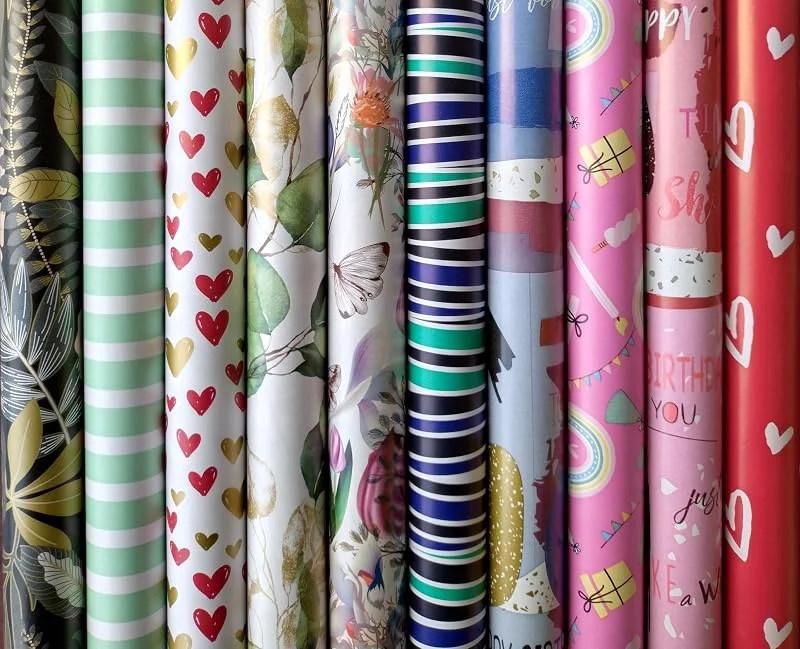 Besuche den Wrede Verpackungen-Store 10 Rollen Geschenkpapier, Geburtstag, Feier Neutral 2m x0, 7m — Geschenkverpackung
