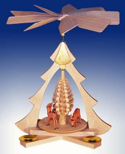 Besuche den Rudolphs Schatzkiste-Store Rudolphs Schatzkiste Tischpyramide Rehe Natur BxHxt 21x26x22, 5cm NEU Tischdekoration Dekoration Weihnachten Wärmespiel Lichter Figur Edelholz Seiffen Erzgebirge Holz Flügel Kerzen — Weihnachtsdeko