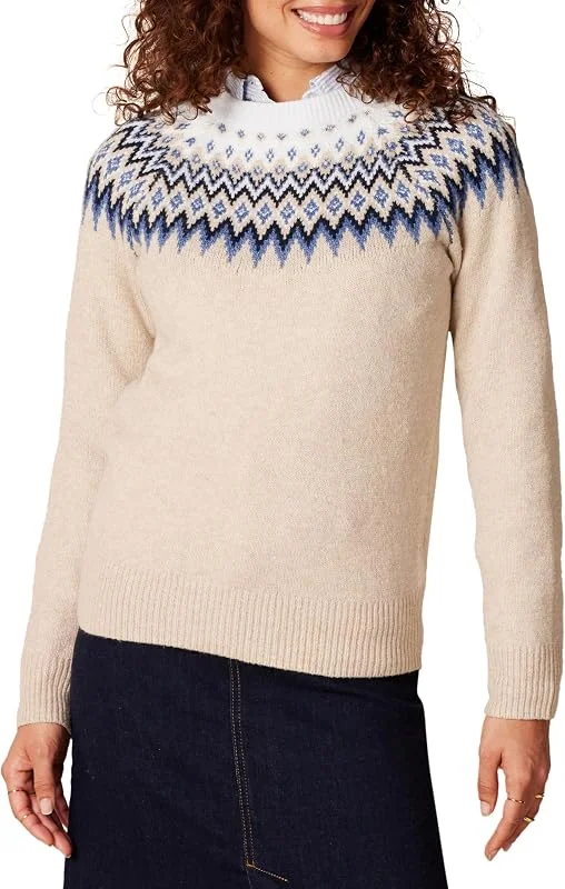 Besuche den Amazon Essentials-Store Amazon Essentials Damen Soft-Touch-Pullover mit Rundhalsausschnitt und Fair-Isle-Muster — Weihnachtsmode