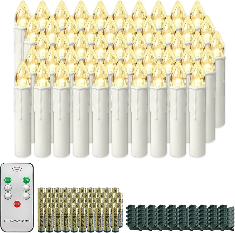 Besuche den NAIZY-Store NAIZY 50 stück LED Kerzen mit Timerfunktion IP44 Stumpenkerzen, Warmweiß — Weihnachtsbeleuchtung
