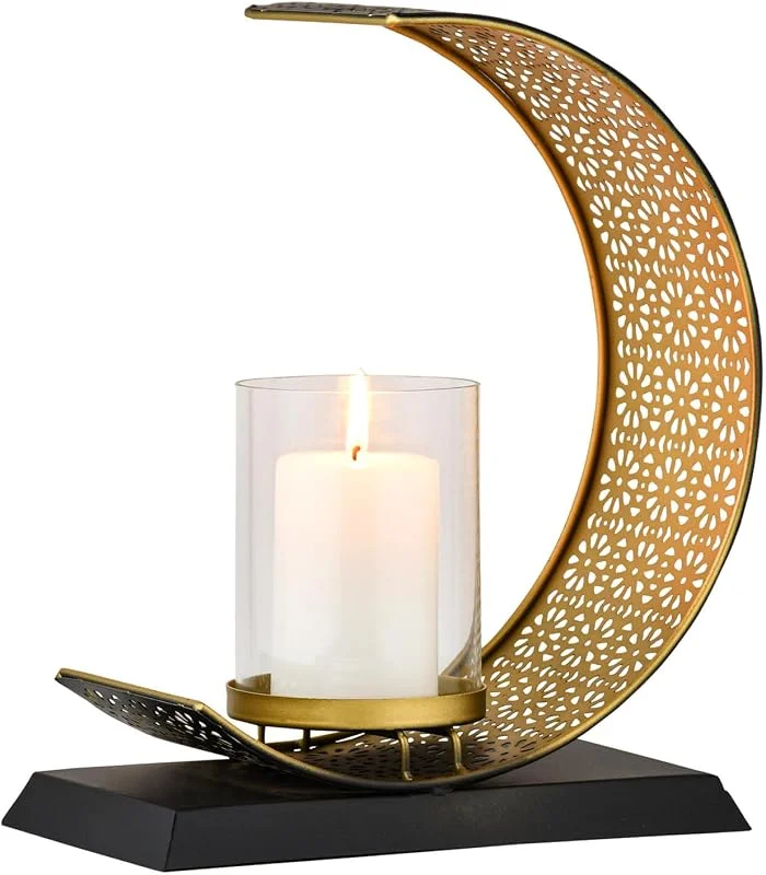 Besuche den Marrakesch Orient & Mediterran Interior-Store Teelichthalter Amnur im Orient-Design aus Metall, in Schwarz 24 cm — Kerzenlicht Abendessen