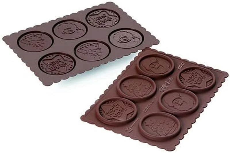 Besuche den silikomart-Store silikomart, CKC02 Silikonform für COOKIE XMAS SLIM Pralinen, Antihaft, 6 Pralinen, Form für Süßigkeiten, Easy Choc, Ø 57 mm, h 5 mm, Volumen 34 ml, Made in Italy — Weihnachtskueche