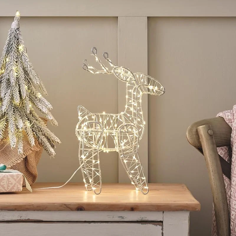 Besuche den Lights4fun-Store Lights4fun 31cm LED Rentier Figur innen Rentier Weihnachtsfigur Balkon Weihnachtsdeko Weihnachtsbeleuchtung Indoor