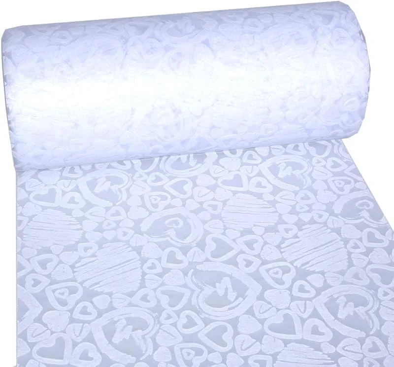 Marke: Deko AS GmbH Dekoflor Tischband Tischläufer Tischdeko einzigartiges Herzen Design (Wasserfest, Lotuseffekt, samtige Oberfläche, 25 m Rolle, 30 cm Breite, 100% Nylon), Weiß — Küche & Haushalt