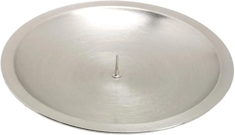 Besuche den NKlaus-Store NKlaus Kerzenteller mit Dorn für Taufkerzen, Messing Silber, Dorn: 1cm — Kerzenlicht Abendessen