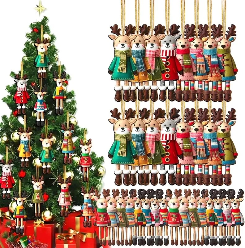 Marke: Ginwrek Weihnachtsbaumschmuck-Set 32 Stück Holzornamente 11, 9 cm — Weihnachtsdeko