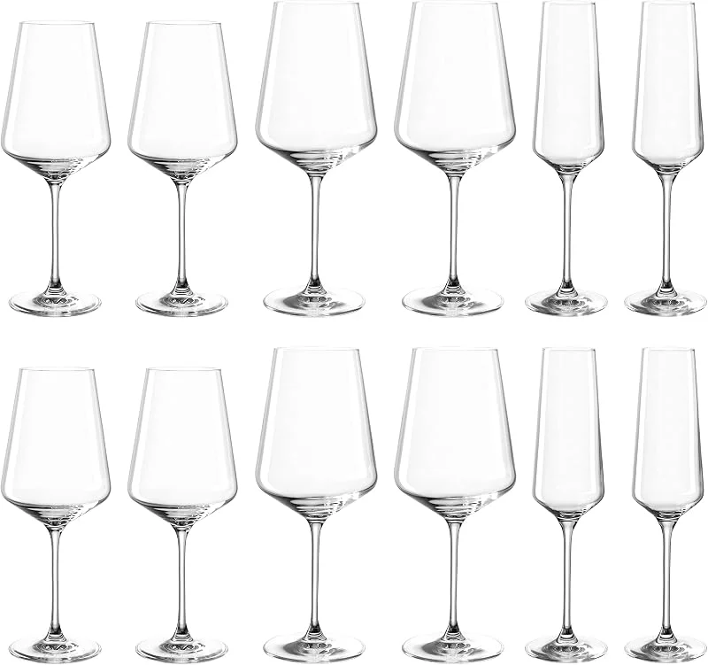 Besuche den LEONARDO HOME-Store Leonardo Puccini Glas 12er Set, Weißwein-, Rotwein- und Sekt-Gläser, spülmaschinenfeste Kelch-Gläser, Sekt- und Weingläser-Set, 069525 — Wein und Festtafel