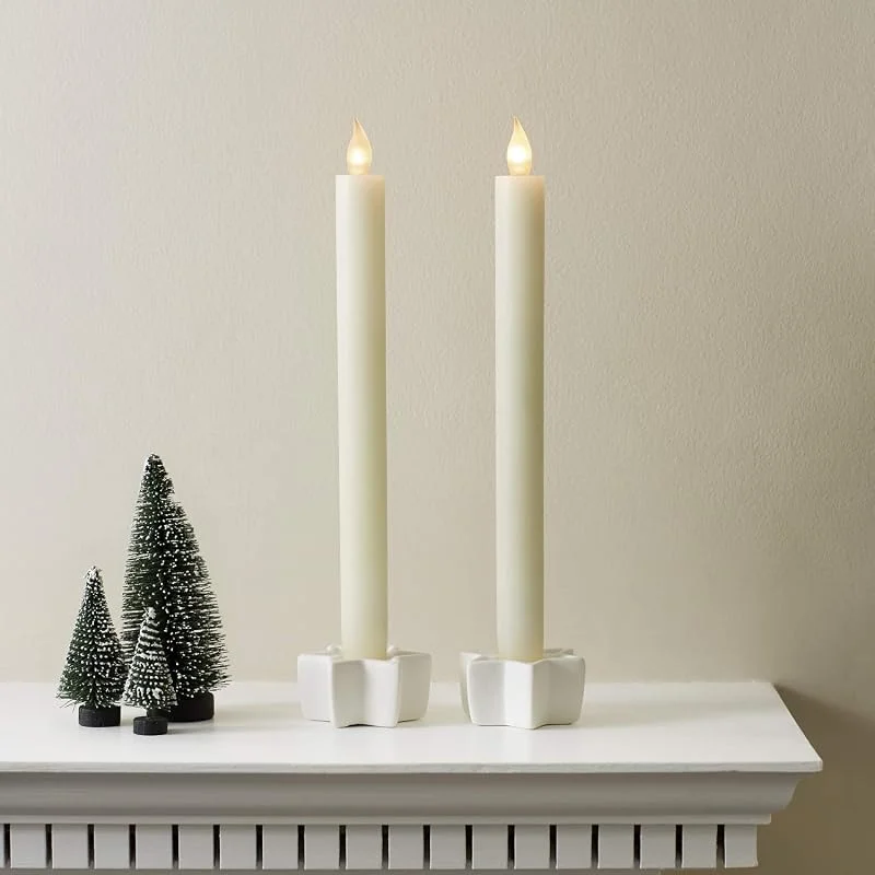 Besuche den Lights4fun-Store Lights4fun 4er Set warmweiße LED Tafelkerzen Stabkerzen Echtwachs in creme 25cm — Kerzenlicht Abendessen