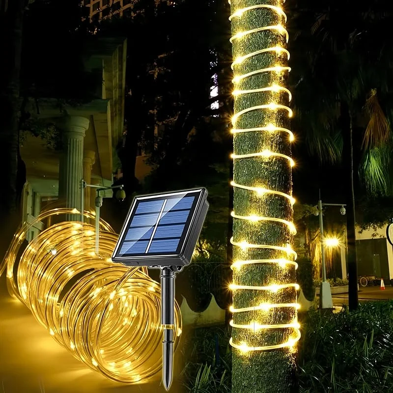 Besuche den Clearhill-Store Solar-Seillichter 20M, 65ft warmweiß, 200 LED, 8 Modi, wasserdicht IP65, Außen-Solar-Lichterketten für Garten, Party, Zuhause, Weihnachten, Halloween, Baumdekorationen — Weihnachtsbeleuchtung