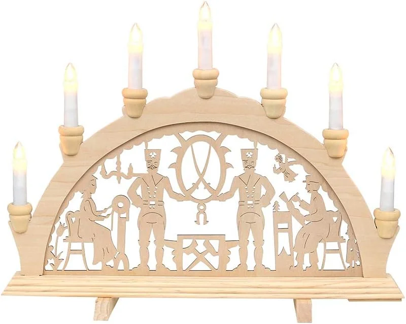 Besuche den Wichtelstube-Kollektion-Store Wichtelstube-Kollektion Schwibbogen Bergleute Holz 7 Kerzen 230V 45 x 33 cm — Weihnachtsdeko