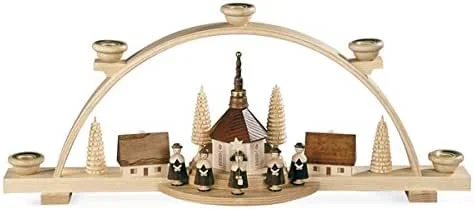 Besuche den Rudolphs Schatzkiste-Store Rudolphs Schatzkiste Lichterbogen Schwibbogen Kurrende kleines Dorf Natur (LxBxH):47x11x20cm NEU Lichterbogen Fensterbogen Spitzbogen Erzgebirge Seiffen Weihnachten Licht Holz Dekoration — Weihnachtsdeko
