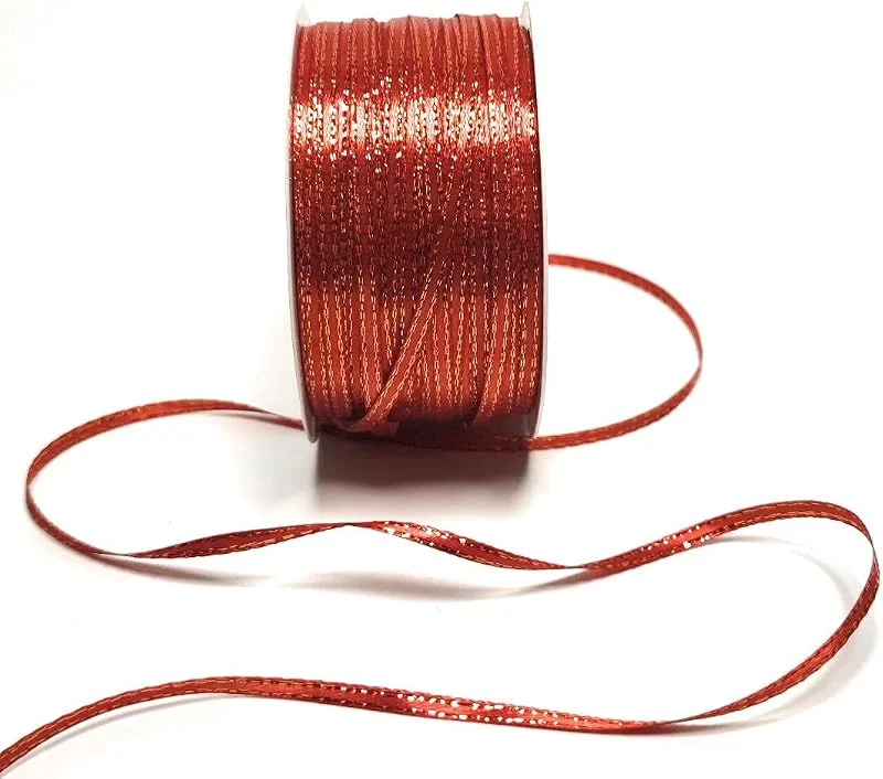 Marke: s.dekoda Satinband 50m x 3mm Rot - Gold Weihnachtsband Schleifenband Dekoband Geschenkband [1371] — Geschenkverpackung