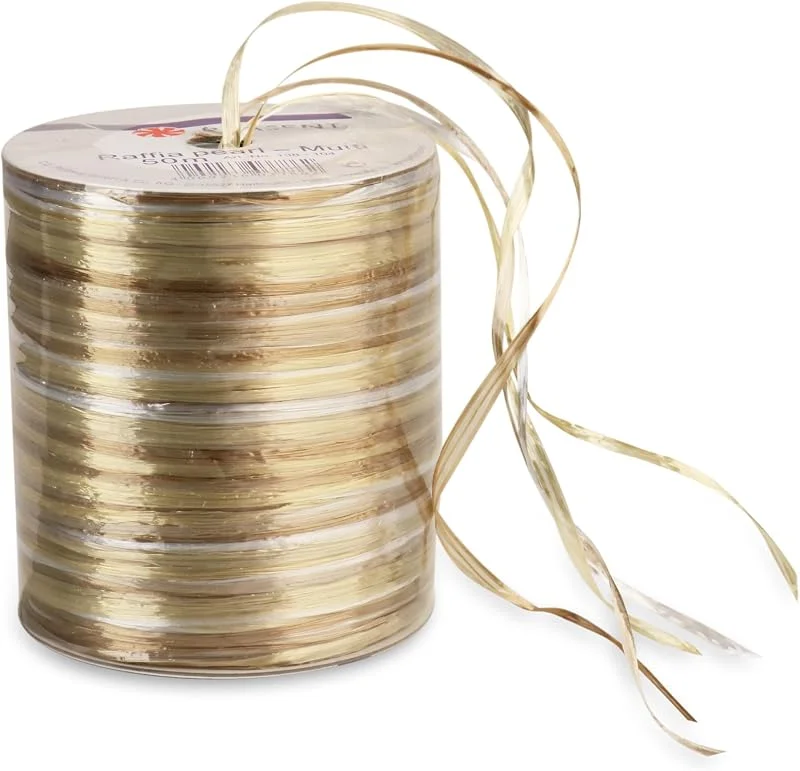 Besuche den PRÄSENT-Store PRÄSENT RAFFIA PEARL-Multicolour Bastband braun, gold, silber, 50 m metallic Dekoband für Präsente, zum Verzieren & Basteln, Geschenkband für feierliche Anlässe — Geschenkverpackung
