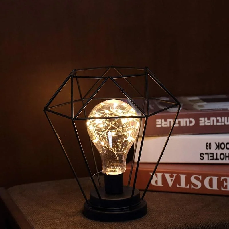 Marke: Ulalaza Black Metal Wire Tischlampe Modern Iron Basket Cage Style Nachtlicht Retro Nachttisch Standleuchten Nachttisch für Schlafzimmer Wohnzimmer — Kerzenlicht Abendessen