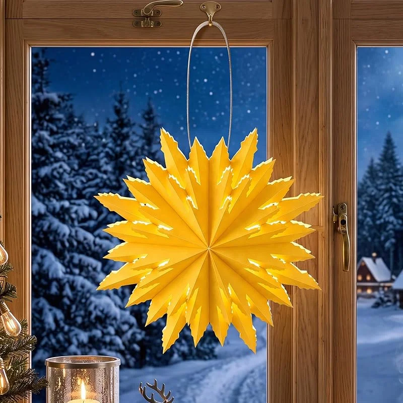Marke: Verdego Verdego Weihnachtsstern Beleuchtet, Papiersterne zum Aufhängen 45cm, Golden — Weihnachtsdeko