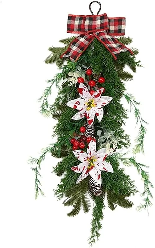 Besuche den ZWEquipint-Store Künstlicher Tannengirlande mit Schleife und Beeren — Weihnachtsdeko
