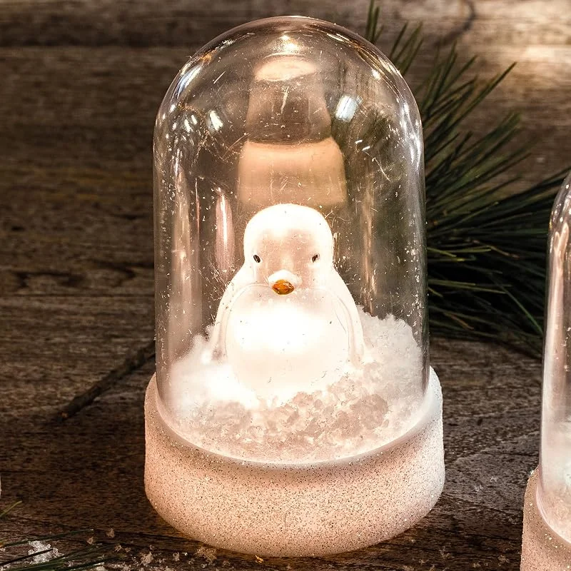 Besuche den hellum-Store hellum LED Glasglocke Acryl Pinguin warmweiß, mit Batterie & Timer, innen — Weihnachtsbeleuchtung
