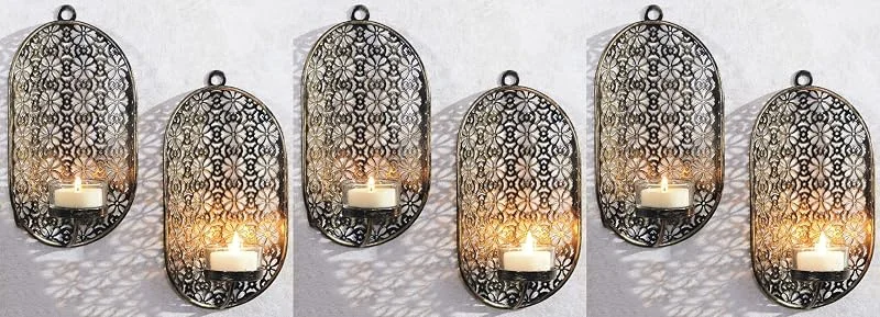 Besuche den Novaliv-Store Novaliv 6X Wandkerzenhalter aus Metall mit Glas 6 x 10 x 19 cm Gold Kerzenhalter Teelichterhalter Wohnzimmer Dekoration Wanddeko Kerzen Vintage Deko Teelicht Wandhalter — Kerzenlicht Abendessen
