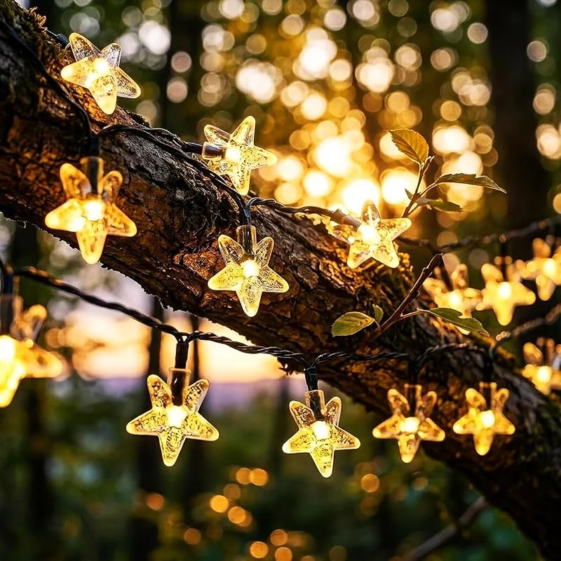 Marke: MUCHER MUCHER Solar Lichterkette Aussen, 9.5M 50 LED Solar 8 Modi Sterne Wasserdicht Innen und Aussen Solarlichterkette für Garten, Terrasse, Balkon, Hochzeit (Sterne) — Weihnachtsbeleuchtung