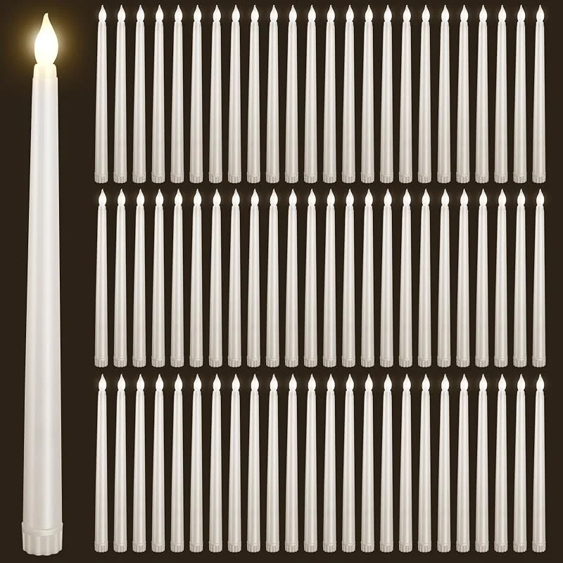 Marke: Bazayona 72 flammenlose flackernde LED-Kerzen, batteriebetrieben, für Weihnachten, Halloween, Geburtstag, Hochzeit, Party, Elfenbein, 27, 9 cm, 72 Stück — Kerzenlicht Abendessen