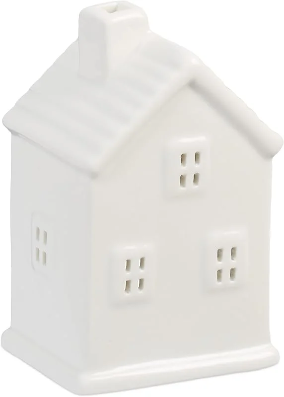 Besuche den Relaxdays-Store Relaxdays Teelichthaus Keramik, Leuchthäuschen für 1 Teelicht, H x B x T: 12 x 7, 5 x 6 cm, Teelichthalter Haus, weiß — Advent und Tisch