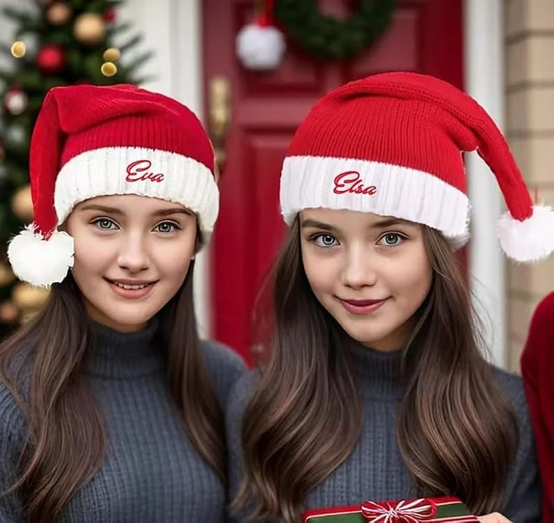 Marke: Bocheng Personalisierte Weihnachtsmütze, individuelle Weihnachtsmannmütze, bestickte Weihnachtsmütze, Weihnachtsmannmütze, Weihnachtsmütze für Erwachsene (Erwachsene, 1 — Weihnachtsmode