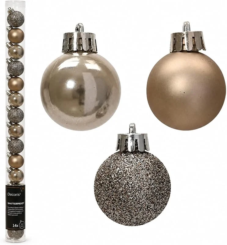Marke: Kaemingk Weihnachtskugeln Kunststoff 3cm 14er Set - Rauchperle — Weihnachtsdeko