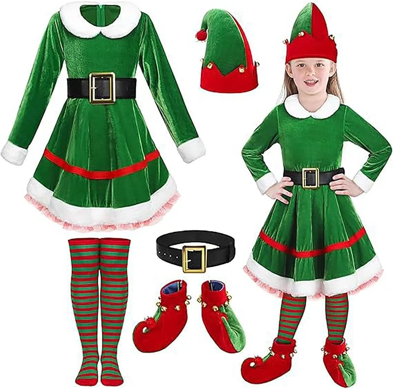 Marke: Generisch Elfen Kostüm für Kinder Junge Mädchen Weihnachten Elf Wichtel Grün Weihnachtskostüm Kostüm Wichtel Kinder Elfe Mädchen Weihnachtskostüm Kinder, Santa — Weihnachtsmode