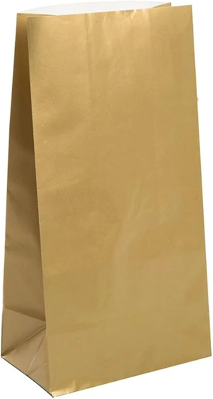 Marke: Unique Party Unique Party Supplies 59019 Partytaschen aus Papier - Metallisches Gold - 10er-Pack — Geschenkverpackung