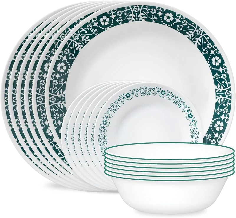Marke: CORELLE Corelle Vitrelle 18-teiliges Glas-Geschirr-Set für 6 Personen, dreilagig, splitter- und rissfest, Glasteller und Schüssel-Sets, Penelope — Advent und Tisch