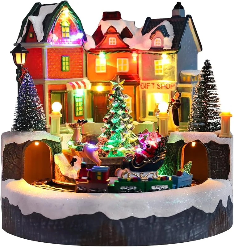 Marke: Bdor Bdor Weihnachtsdorfhaus, animierter Baum und Zugstadt mit LED-Lichtern — Weihnachtsdeko