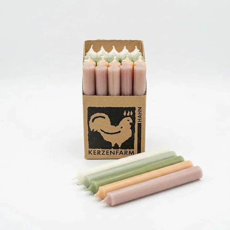 Marke: TrendandStylez Stabkerzen 18 cm bunt sortiert, 25er Set Tafelkerzen Ø22 mm Made in Germany, Premium Qualität, Spitzkerzen rußarm & tropfarm – lange Brenndauer Dinnerkerzen für Kerzenständer (Sortierung - 9) — Kerzenlicht Abendessen