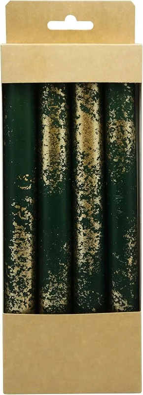 Besuche den DONAU HOME-Store SET Stabkerzen, Tafelkerzen AURA, 4 Stück, Ø 2, 2 × 24cm, Grün Golden, zur Dekoration im Wohnzimmer, Bad — Advent und Tisch