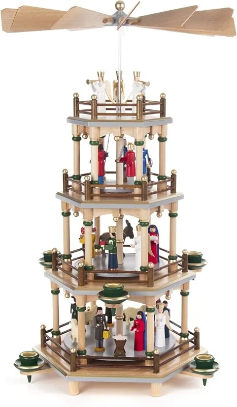Marke: Pinnacle Peak Trading Company DREGENO Seiffen 085, 045N Pyramide mit Christi Geburt, Holz, Natur, 27 x 27 x 44 cm, 1 Einheiten — Weihnachtsdeko