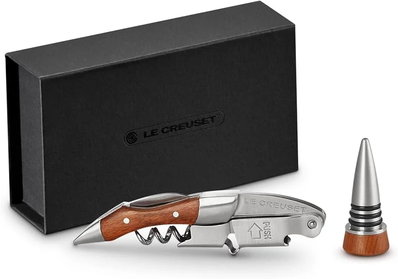 Le Creuset Kellnerkorkenzieher und Verschluss - Geschenkset, GS 190, Kunststoff, Holz, 59814012209561 — Wein und Festtafel