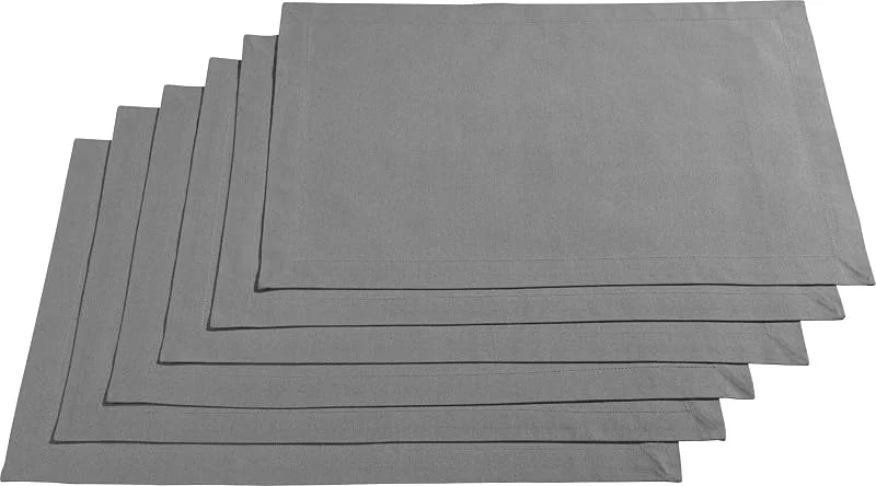 Besuche den REDBEST-Store REDBEST Tischset, Platzset, Untersetzer Uni 6er-Pack Seattle, 100% Baumwolle grau Größe 30x45 cm - Robustes, glattes Gewebe, mit hochwertigem Kuvertsaum — Küche & Haushalt