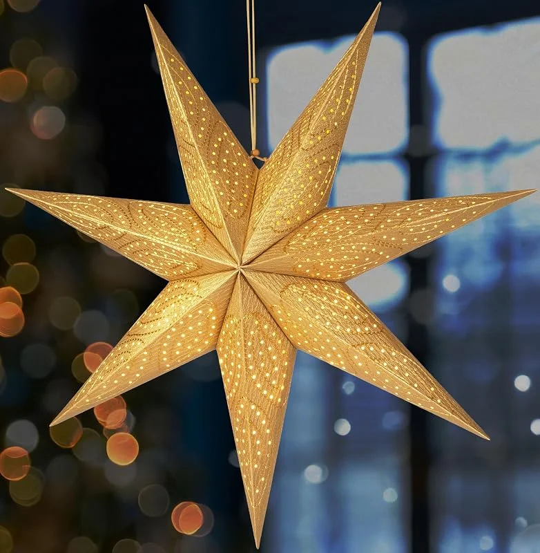 Besuche den BRUBAKER-Store BRUBAKER 60 cm Papier Weihnachtsstern zum Aufhängen - Fenster Adventsstern — Weihnachtsdeko