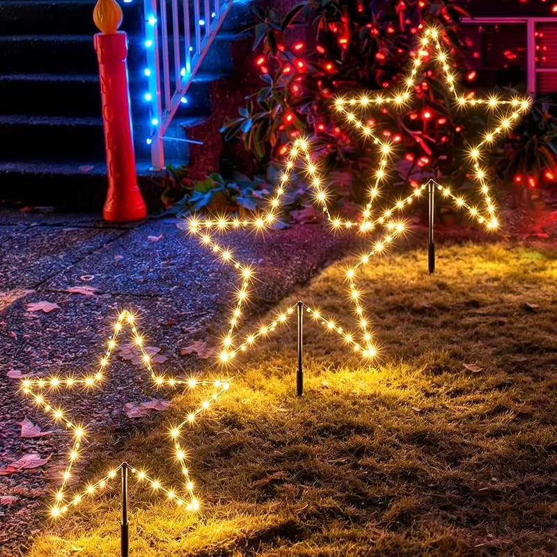 Besuche den SALCAR-Store SALCAR 45cm 150 LEDs Stern 6er Set Warmweiß weihnachtsbeleuchtung außen