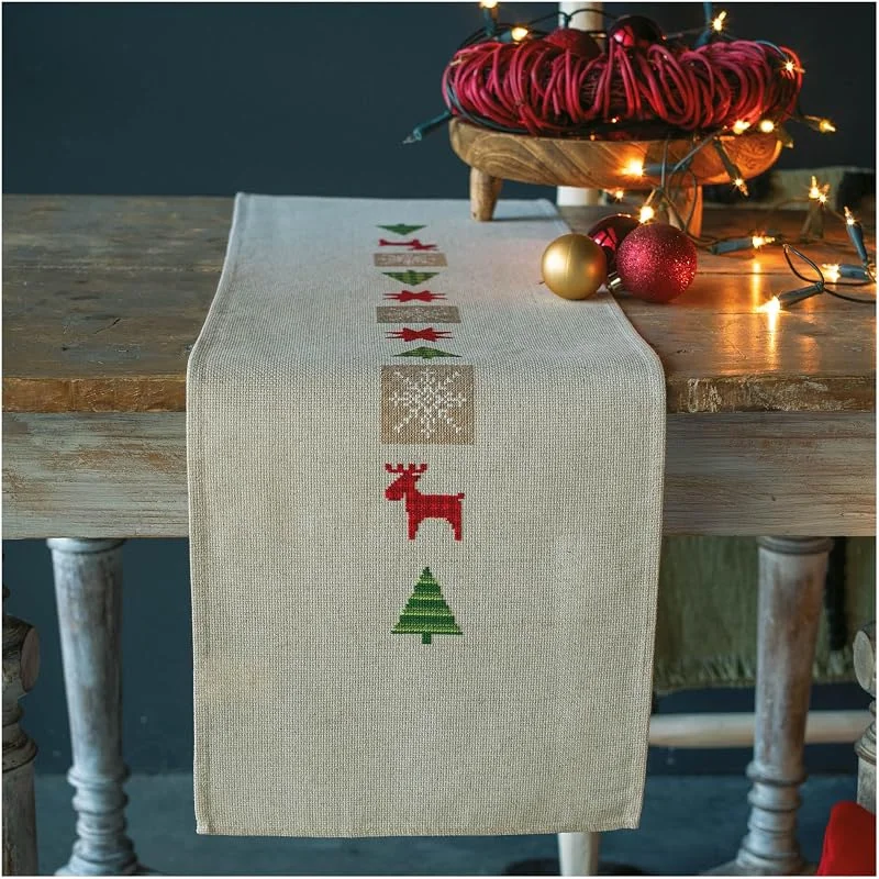 Besuche den Vervaco-Store Vervaco Stickpackung Tischläufer Zählmusterpackung Kreuzstich Karierte Weihnachtsbäume Stickläufer zum Selbersticken Stickset Weihnachten Kreativ Set für Erwachsene 29 x 102 cm Kreatives Geschenk — Advent und Tisch