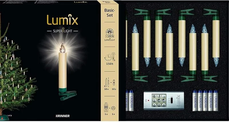 Besuche den Lumix-Store Krinner Lumix Elfenbein LUMIX Superlight, kabellose Power LED Christbaumkerzen 10er Basis-Set (In-& Outdoor IP44), ABS Kunststoff, 1.7 x 1.7 x 12.5 cm, 74422 — Weihnachtsbeleuchtung