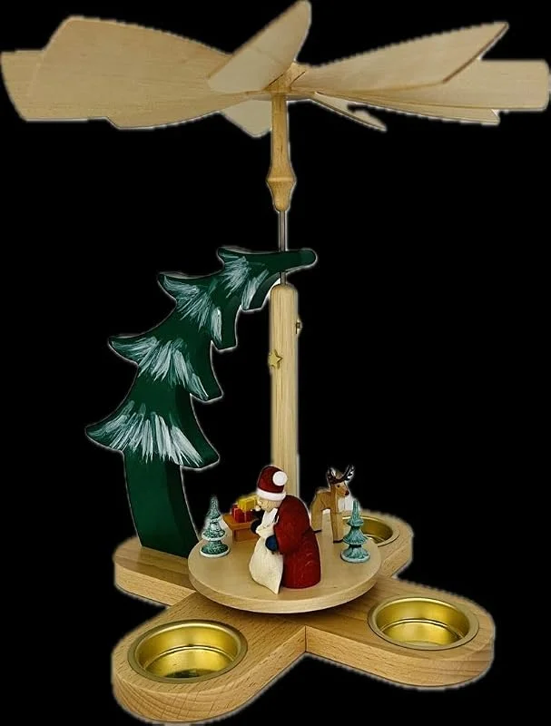 Besuche den Rudolphs Schatzkiste-Store Rudolphs Schatzkiste Pyramide Tannengestell Weihnachtsmann mit Rentier bunt Höhe 27cm NEU Weihnachtspyramide Baumpyramide Holzbaum Holzpyramide — Weihnachtsdeko
