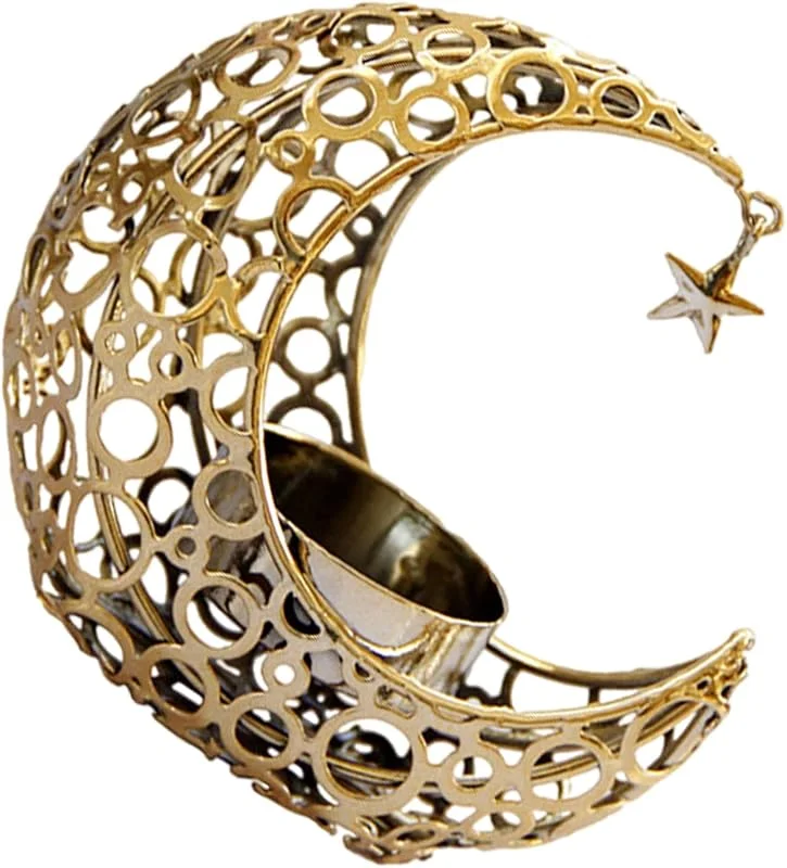 Marke: Generisch Mond Teelicht Kerzenhalter, Metall Mond Kerzenständer, Gold — Kerzenlicht Abendessen